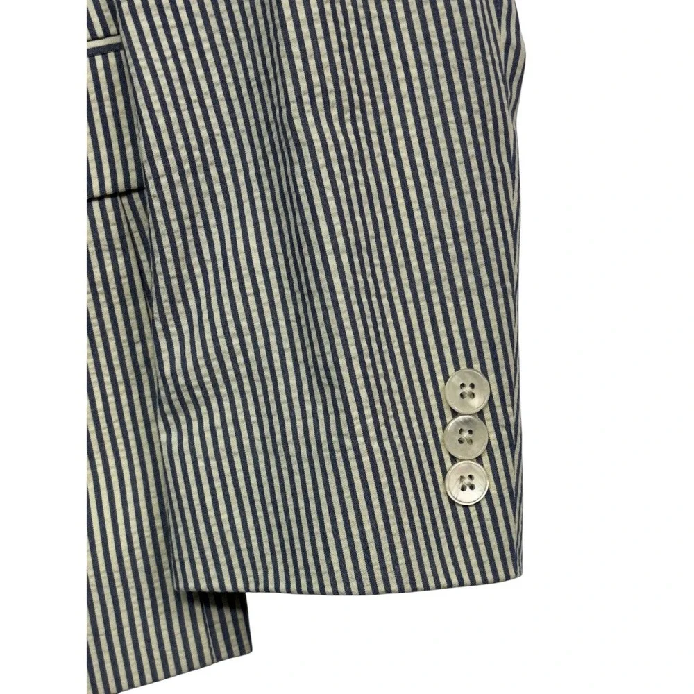 Boys Ralph Lauren 16R Blue White Striped Seersucker Blazer Jacket Sport Coat
